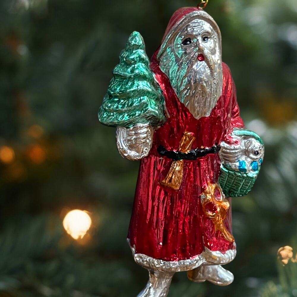 Kurt Adler Metallic Santa Father Christmas Ornament Plastic 80s Victorian